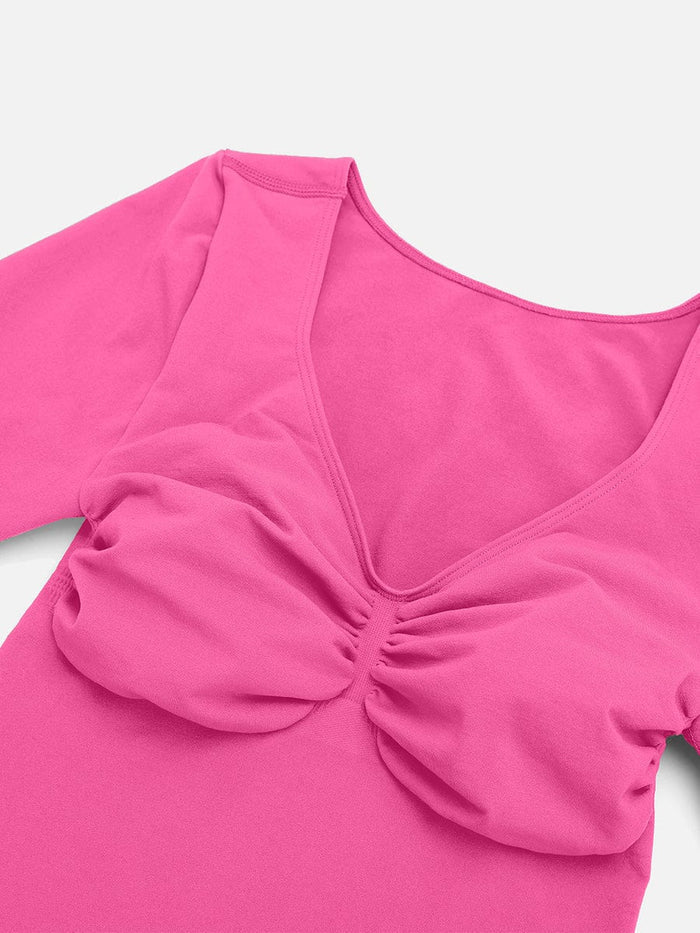 Wholesale Seamless Long Sleeve Chest Support Tummy Control Thong Bodysuit