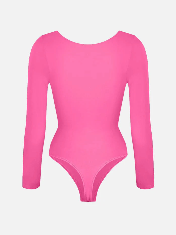 Wholesale Seamless Long Sleeve Chest Support Tummy Control Thong Bodysuit