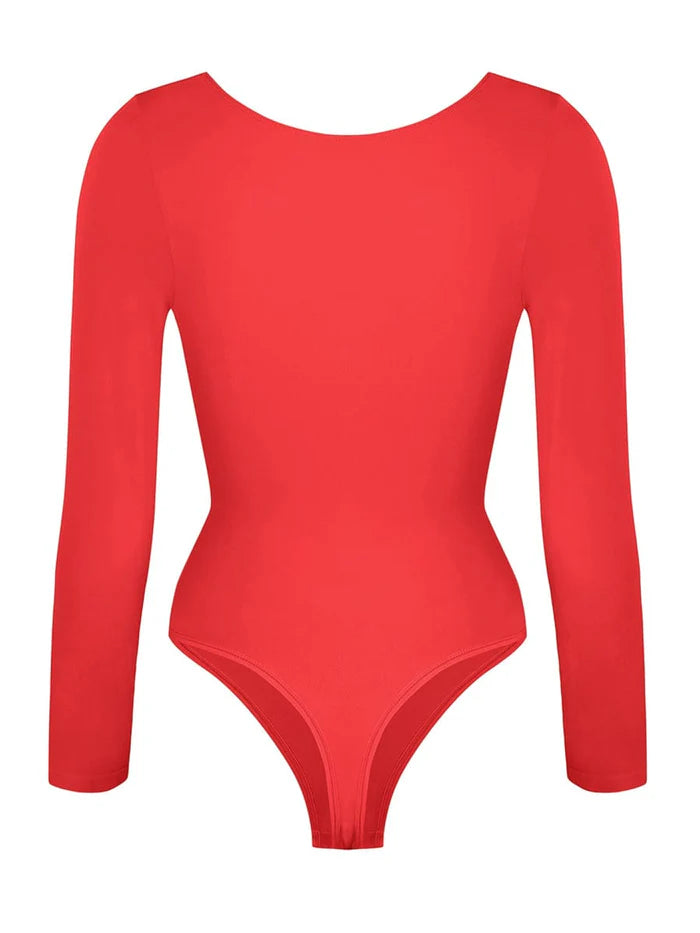 Wholesale Seamless Long Sleeve Chest Support Tummy Control Thong Bodysuit